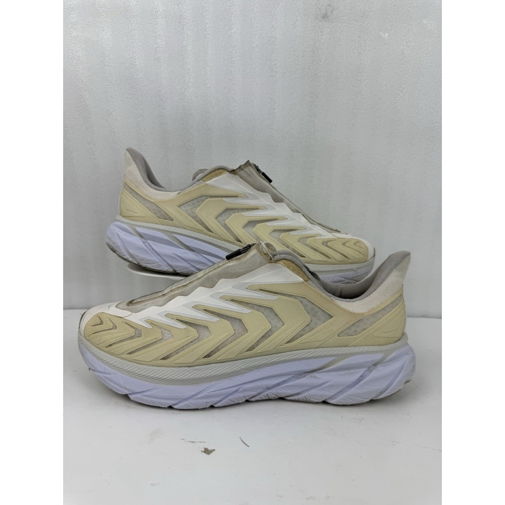 Hoka Project Clifton Blanc De Blanc Off-White Zip Running Shoes 1127924 Size 13